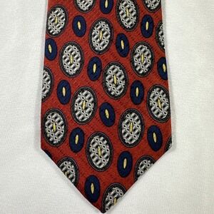 Vtg ROBERT TALBOTT Men 100% Silk Necktie Made‎ in USA Designer Red Geometric Tie